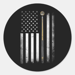 Billiards Pool Player Table USA US American Flag Classic Round Sticker
