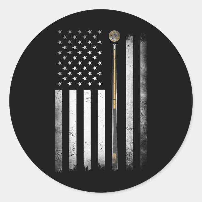 Billiards Pool Player Table USA US American Flag Classic Round Sticker (Front)