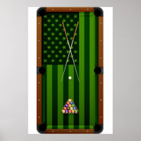 Billiards Pool Player Table USA US American Flag