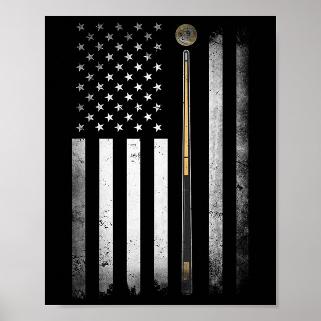 Billiards Pool Player Table Usa Us American Flag  Poster (Front)
