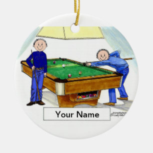 Billiards, Pool Players - Male & Male Ceramic Ornament