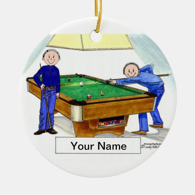Billiards, Pool Players - Male & Male Ceramic Ornament (Front)