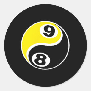 Billiards Pool Shirt 8 Ll 9 Ll Skull Tee Classic Round Sticker