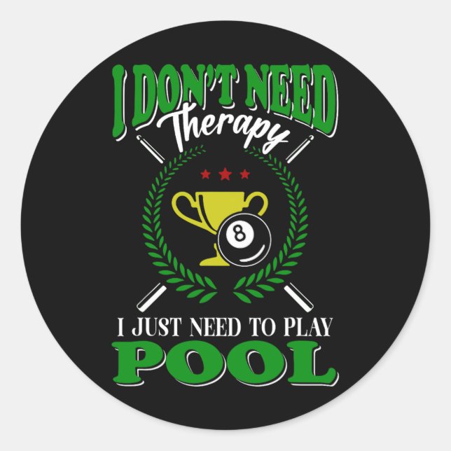 Billiards Pool Shirt  Classic Round Sticker (Front)