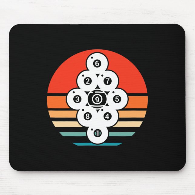 Billiards Pool Snooker Billiard Player 9 Ball Retr Mouse Pad (Front)