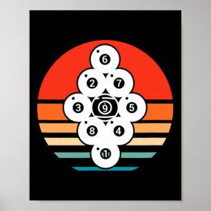 Billiards Pool Snooker Billiard Player 9 Ball Retr Poster