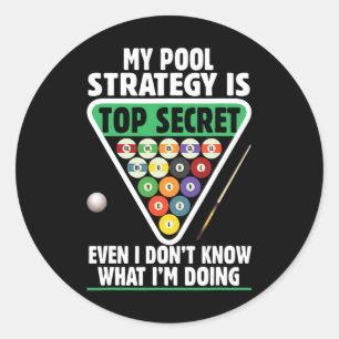 Billiards Pool Strategy Snooker Player Classic Round Sticker