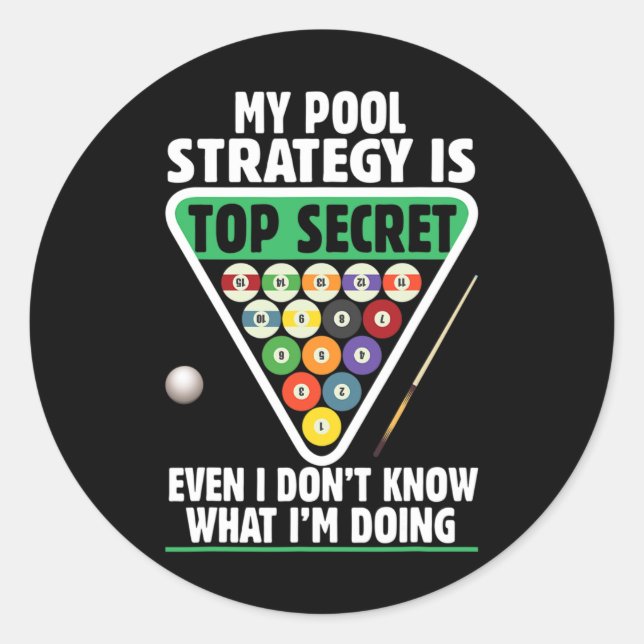 Billiards Pool Strategy Snooker Player  Classic Round Sticker (Front)