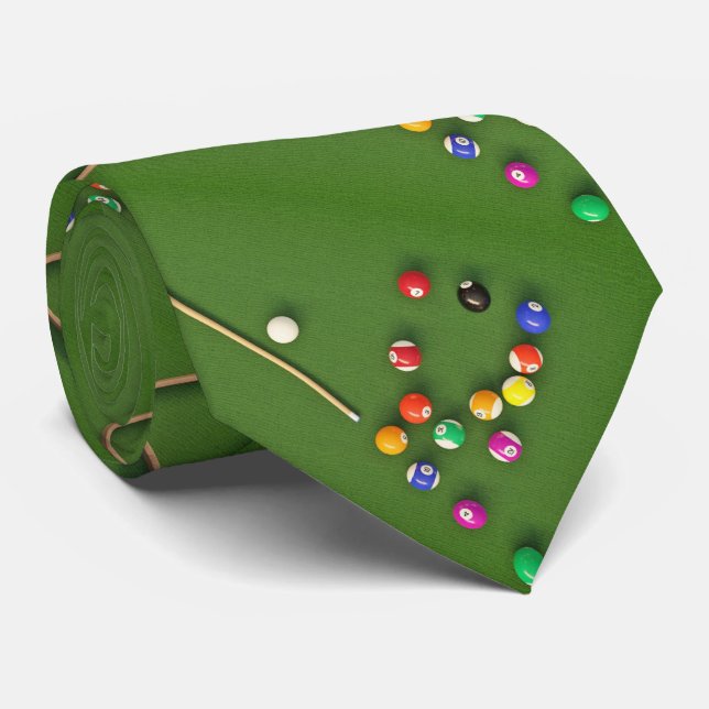Billiards Pool Table And Balls Necktie (Rolled)