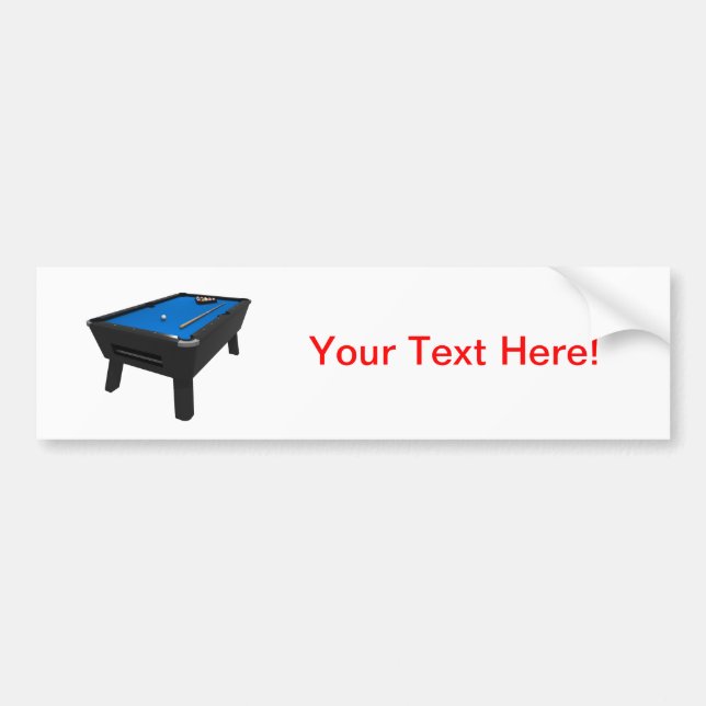 Billiards / Pool Table: Blue Felt: Bumper Sticker (Front)