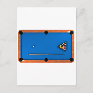 Billiards / Pool Table: Blue Felt: Postcard