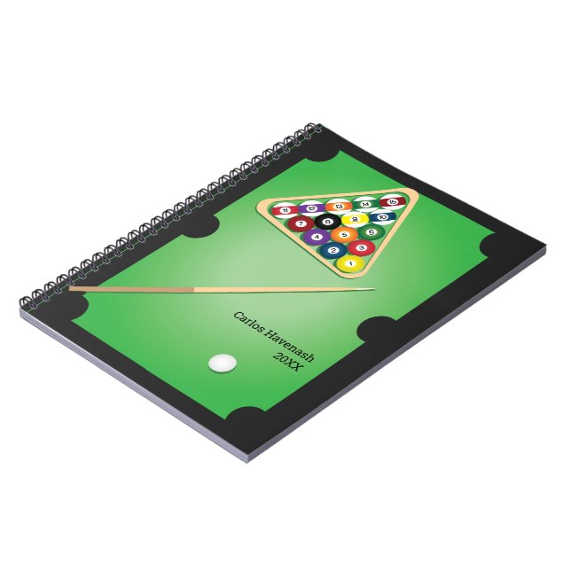 Billiards Pool Table Personalised Notebook (Left Side)