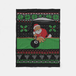 Billiards Pool Ugly Christmas Sweater Style  Fleece Blanket