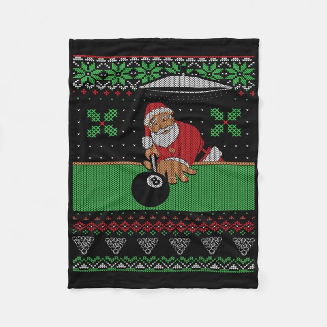 Billiards Pool Ugly Christmas Sweater Style  Fleece Blanket (Front)