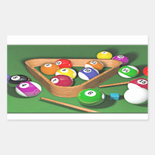Billiards, rack 'em up, colourful design, rectangular sticker