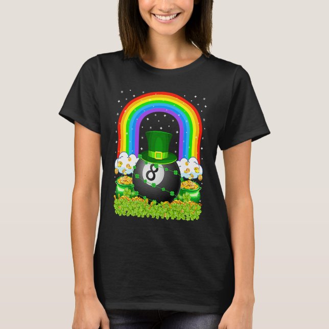 Billiards  Rainbow Leprechaun Billiards St Patrick T-Shirt (Front)