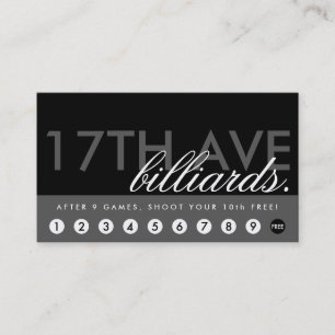 BILLIARDS rewards program Loyalty Card