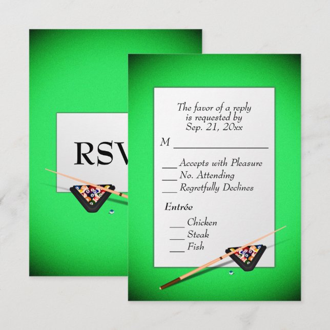 Billiards RSVP with Entree Choice Card (Front/Back)