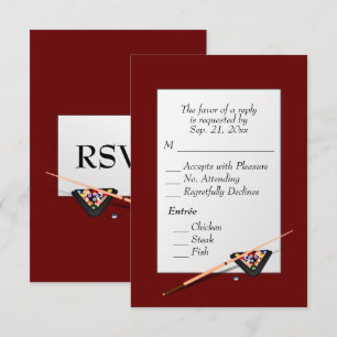 Billiards RSVP with Entree Choice Deep Red Card