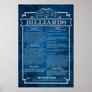 Billiards Rules Poster Art #8 Game Room Decor