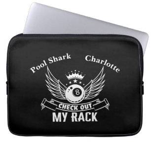 Billiards Saying With Wings and Crown Design Laptop Sleeve