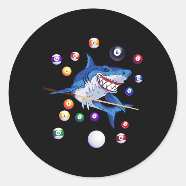 Billiards Shark Billiard Player Pool Table Snooker Classic Round Sticker (Front)