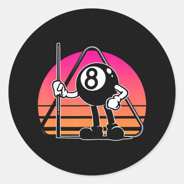 Billiards Snooker Billiard 8 Ball Player Cue Classic Round Sticker (Front)