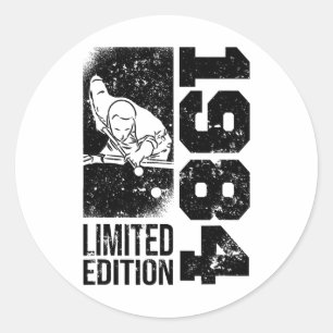 Billiards Snooker-game Vintage 1984 Birthday Pool- Classic Round Sticker