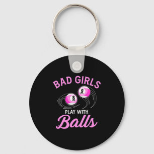 Billiards Snooker Girls Play With Billiard Balls Key Ring