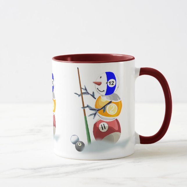 Billiards Snowman Christmas Mug (Right)