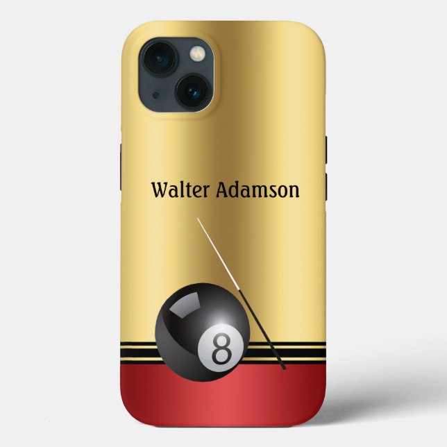 Billiards Sport ball and cue Personalise with Name Case-Mate iPhone Case (Back)