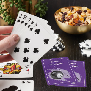 Billiards Sport ball and cue Personalise with Name Playing Cards
