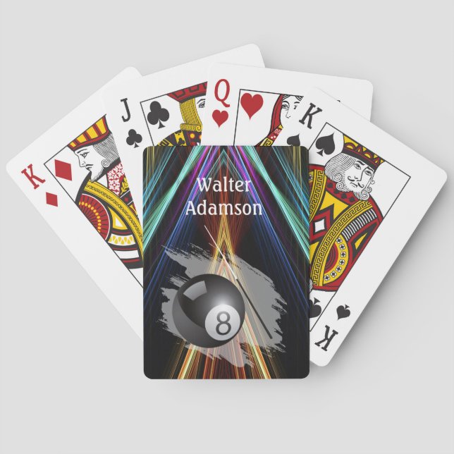 Billiards Sport ball and cue Personalize with Name Playing Cards (Back)
