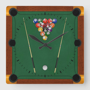 Billiards Square Wall Clock