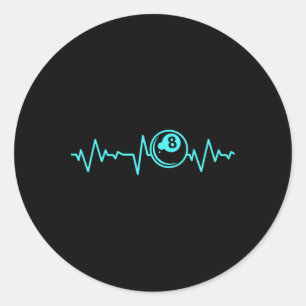 Billiards T Heartbeat For Pool Player Classic Round Sticker