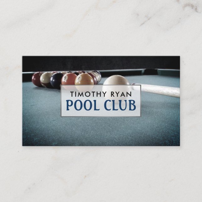 Billiards Table, Pool Club, Pool Player Business Card (Front)