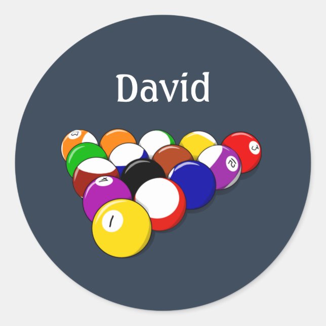 Billiards template, ready to personalise classic round sticker (Front)