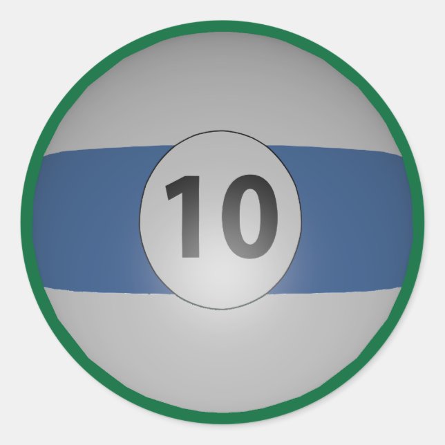 Billiards Ten Ball Classic Round Sticker (Front)