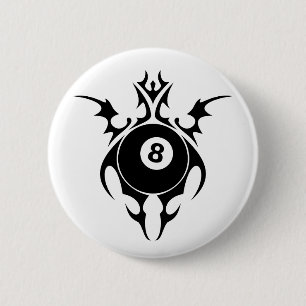 billiards. tribal. 6 cm round badge