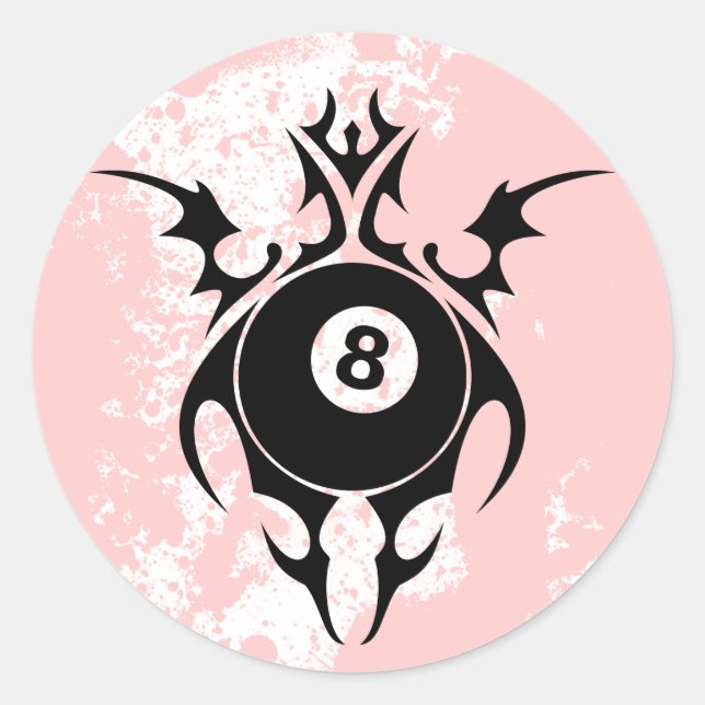 billiards. tribal. classic round sticker (Front)