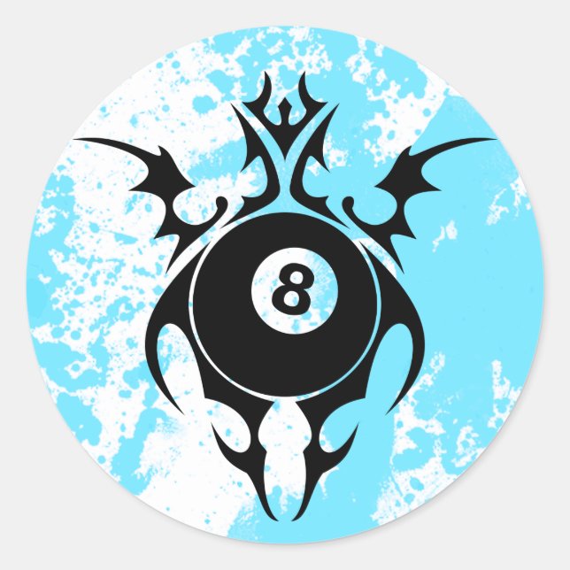 billiards. tribal. classic round sticker (Front)