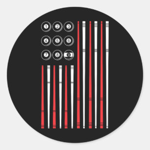 Billiards Usa American Flag Patriotic Pool Player Classic Round Sticker