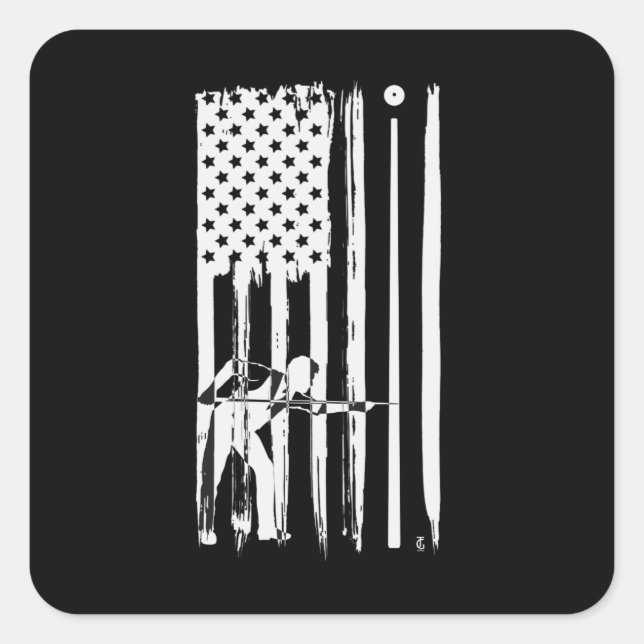 Billiards USA Flag Cue Sports Billiard Pool Square Sticker (Front)