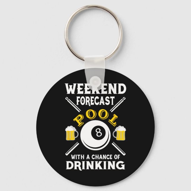 Billiards Weekend Forecast Pool With A Chance Of D Key Ring (Front)