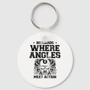 Billiards Where Angles Meet Action Billiard Cue Po Key Ring