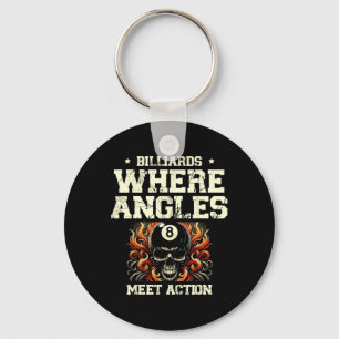 Billiards Where Angles Meet Action Billiard Cue Po Key Ring
