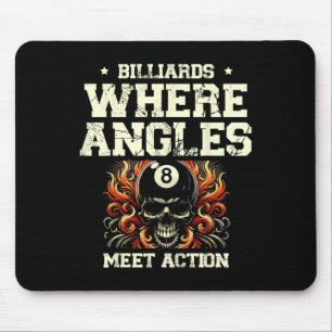 Billiards Where Angles Meet Action Billiard Cue Po Mouse Pad
