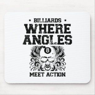 Billiards Where Angles Meet Action Billiard Cue Po Mouse Pad