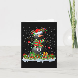Billiards Xmas Lighting Funny Snowman Billiards Ch Card