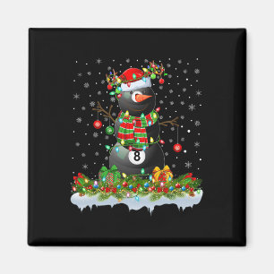 Billiards Xmas Lighting Funny Snowman Billiards Ch Magnet